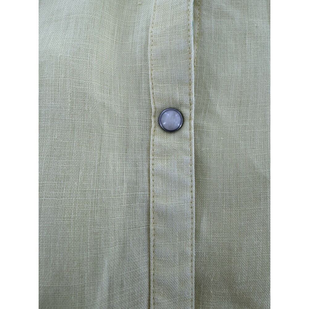 Sundance Pearl Snap Shirt Size M 100% Linen Yellow Western Rodeo Cowgirl​​ - Picture 6 of 14